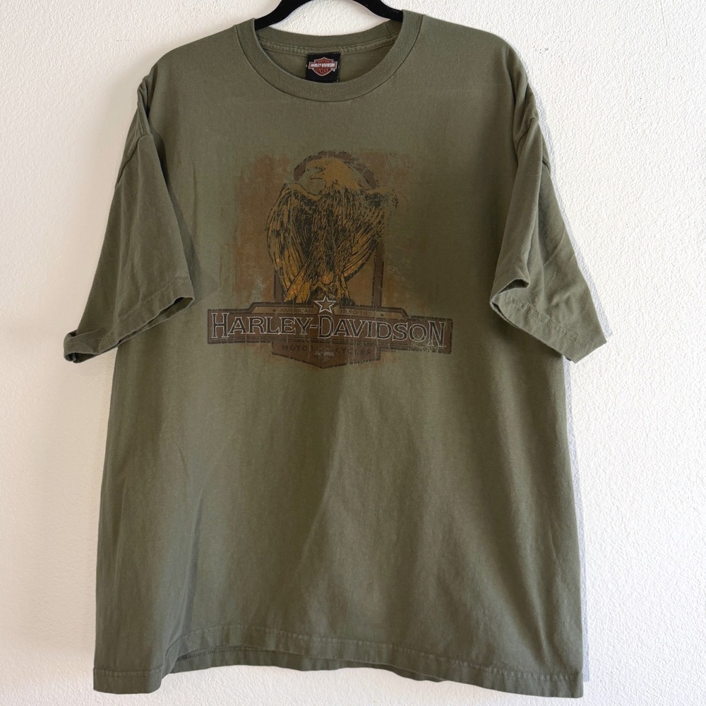 Harley Davidson Henderson Las Vegas Eagle Graphic T-Shirt Olive Green Mens 2XL